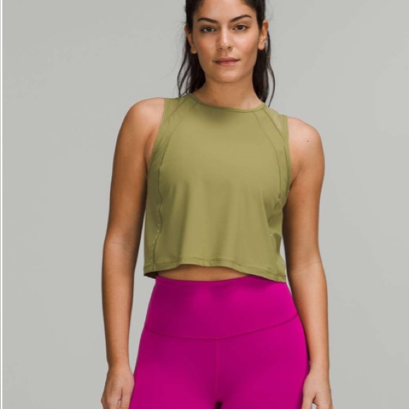 lululemon athletica Tops - NWT Lululemon Cropped Sculpt Tank size 10 Bronzed Green